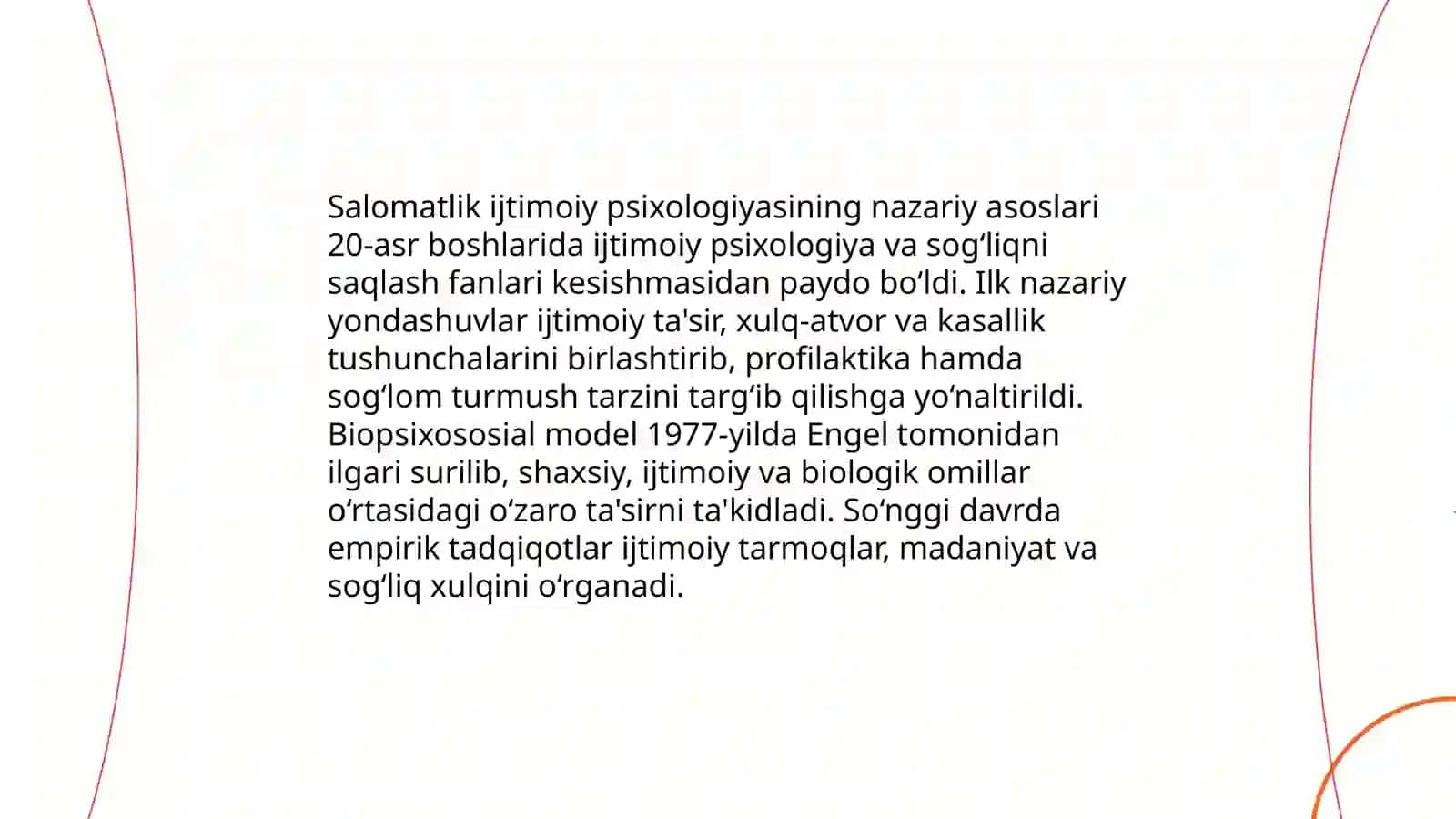 Salomatlik ijtimoiy psixologiyasi shakllanishi tarixi Abduvohidova shahzoda 3
