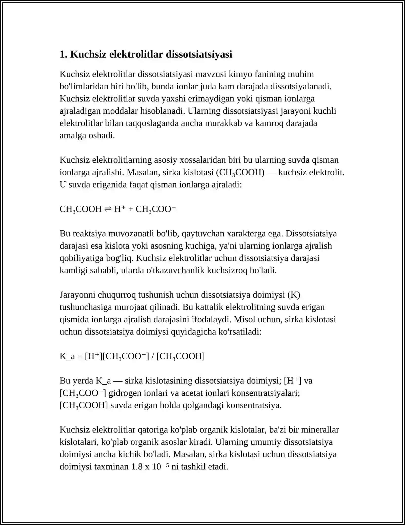 KALORIMETRIK USULDA KUCHSIZ ELEKTROLITLARNING DISSOTSIYALANISH ISSIQLIKLARINI OʻRGANISH 3