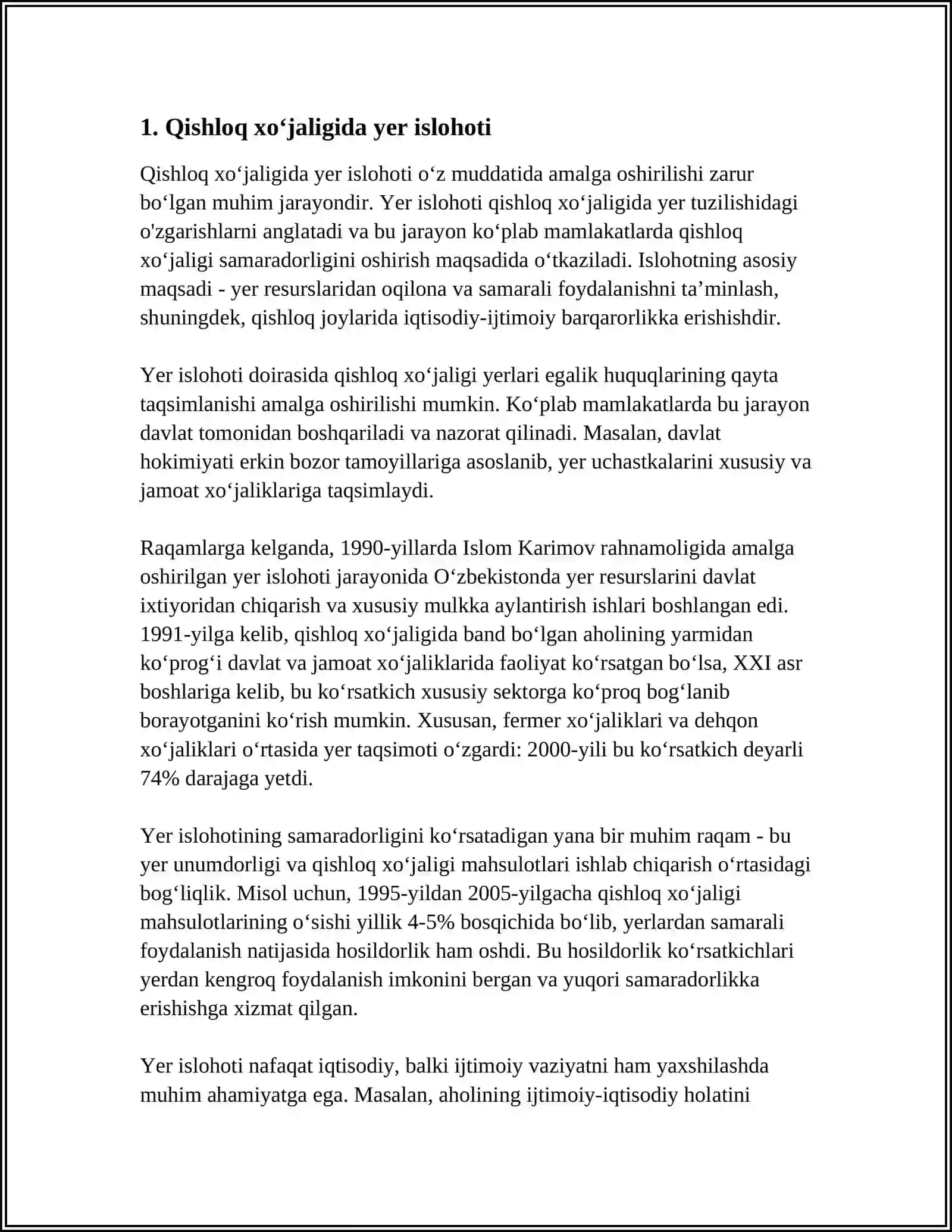 MUSTAQILLIK YILLARIDA QISHLOQ XOʻJALIGI VA SANOAT DAGI OʻZGARISHLAR 3