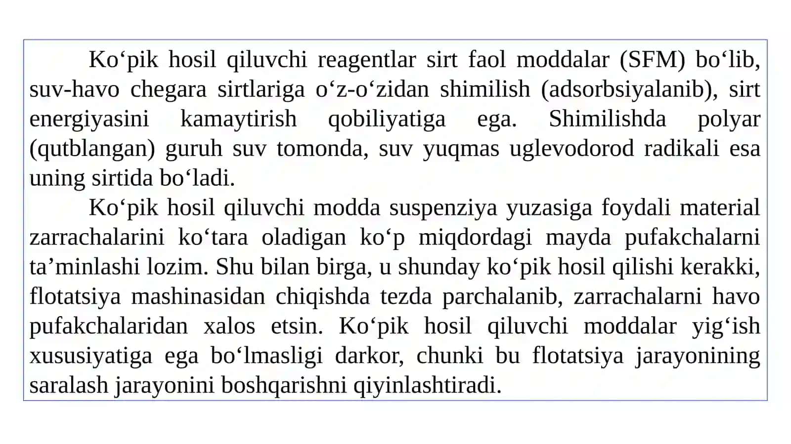 Ko‘pik hosil qiluvchi reagentlar, ularning vakillari 3