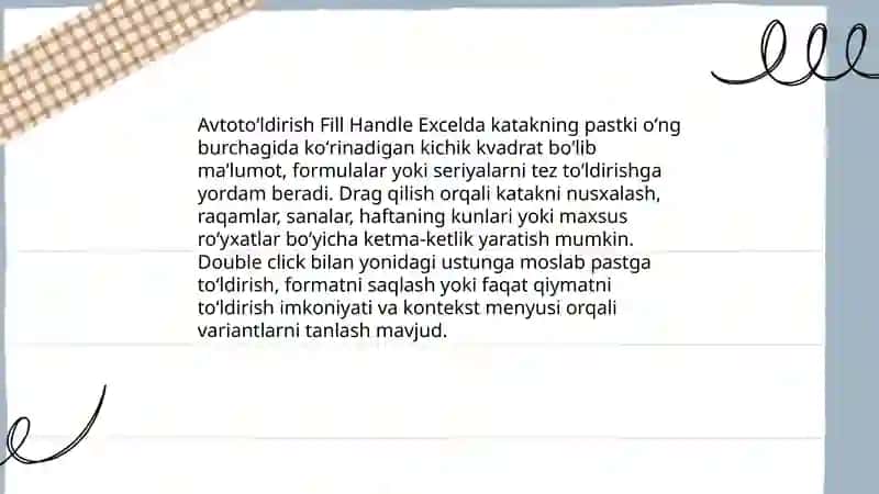 Excel dasturida avtotoʻldirishlar va avtohisoblashlar 3