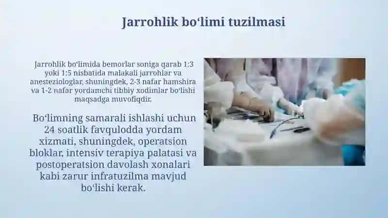 Xirurgiya boʻlimi tuzilmasi va uni ishini tashkil qilish 3