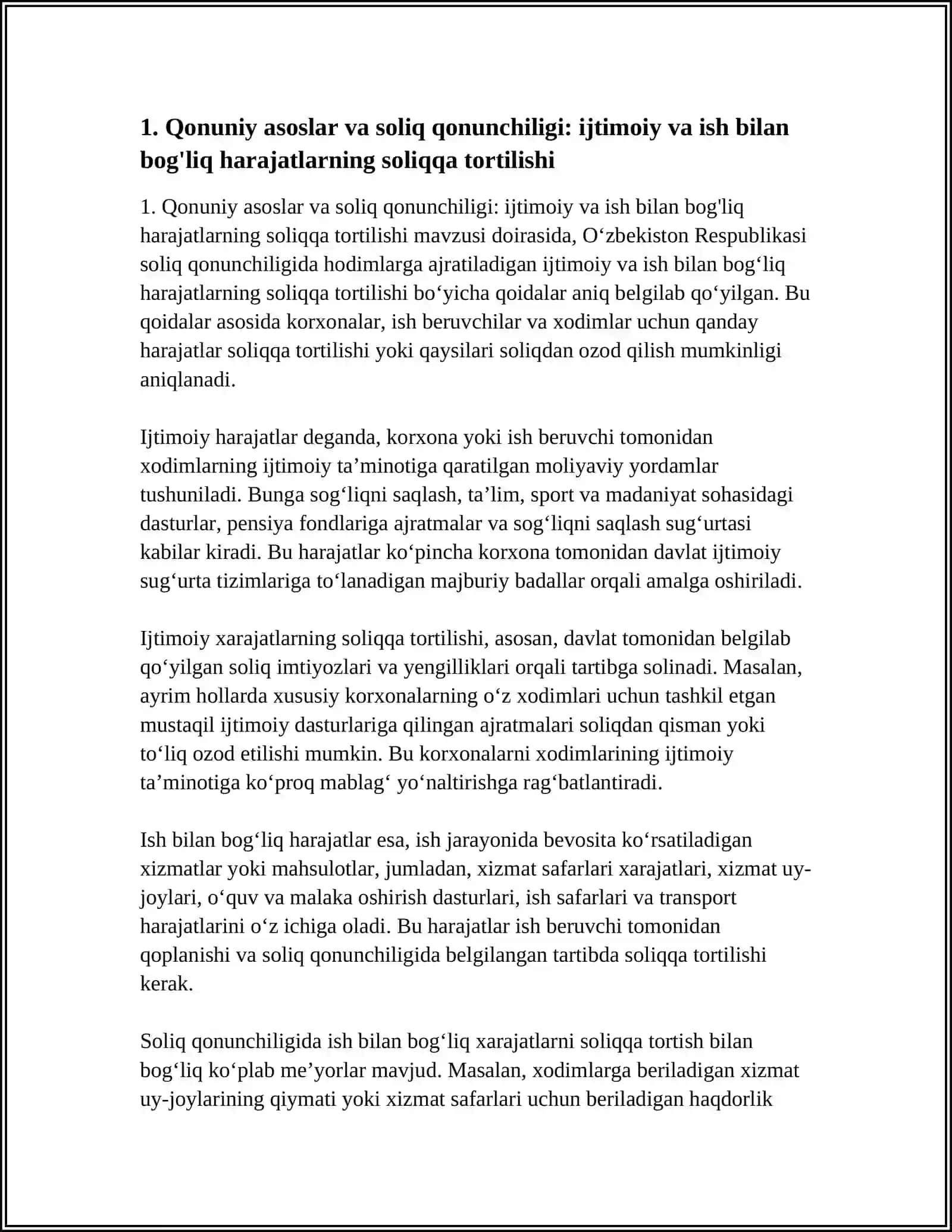 HODIMLARGA AJRATILINADIGAN IJTIMOIY HARAJATLAR VA ISH BILAN BOG'LIQ HARAJATLARNING SOLIQQA TORTILISHI 3