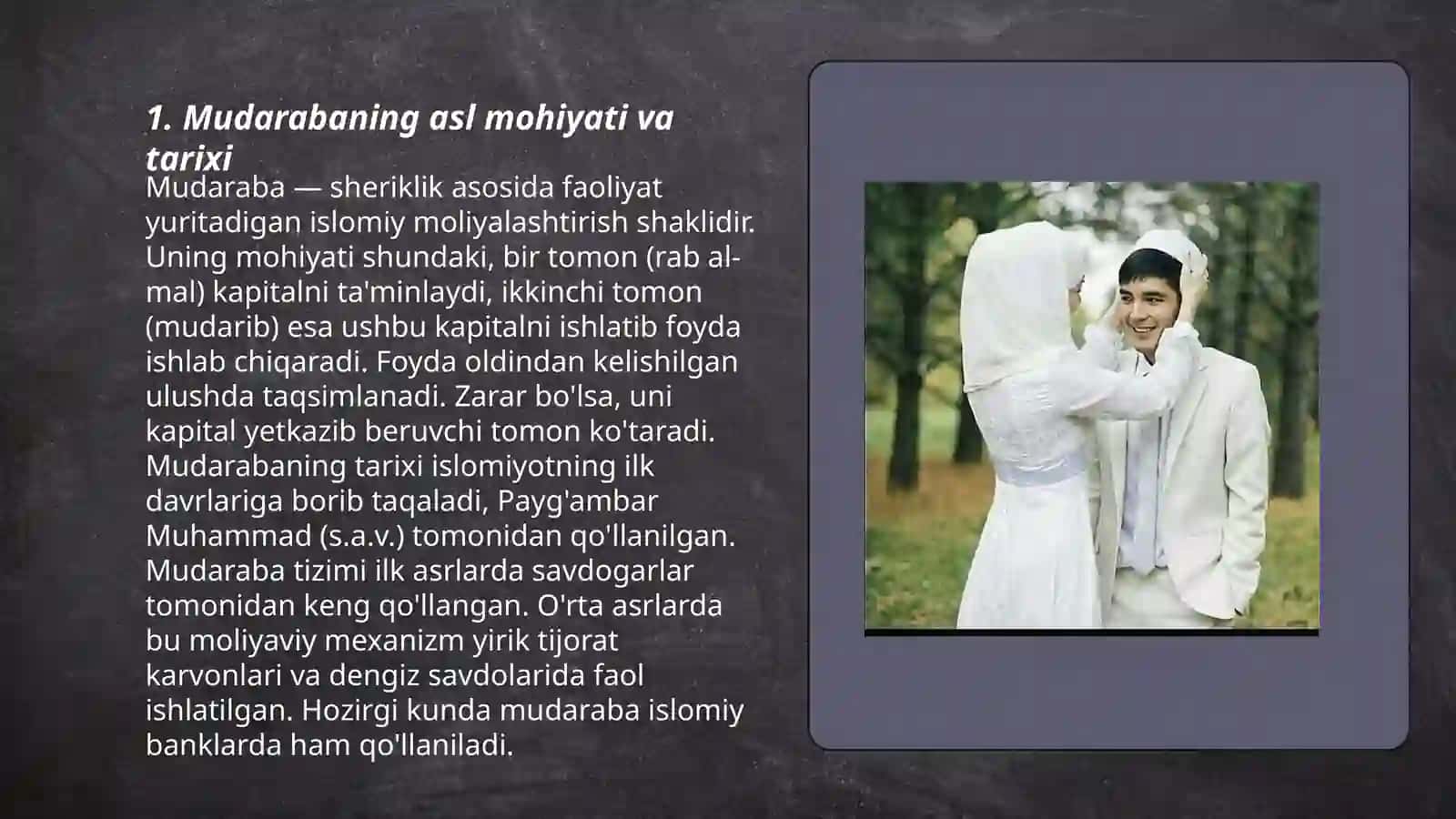 Mudarabaga AAOIFI standartlari. Mudarabani islomiy sanoatda qoʻllash 3