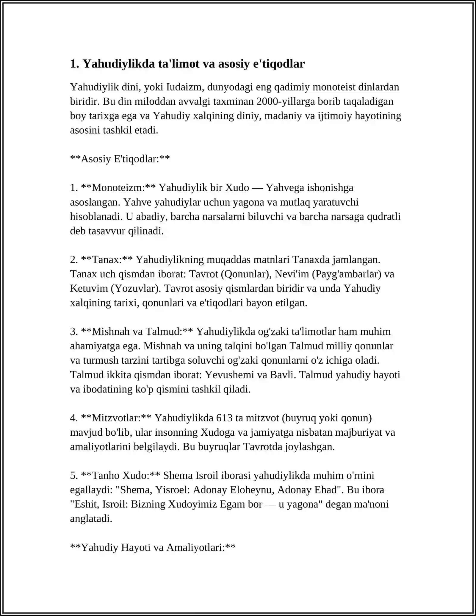 YAHUDIYLIK TAʼLIMOTI, AN ANA VA MAROSIMLAR 3