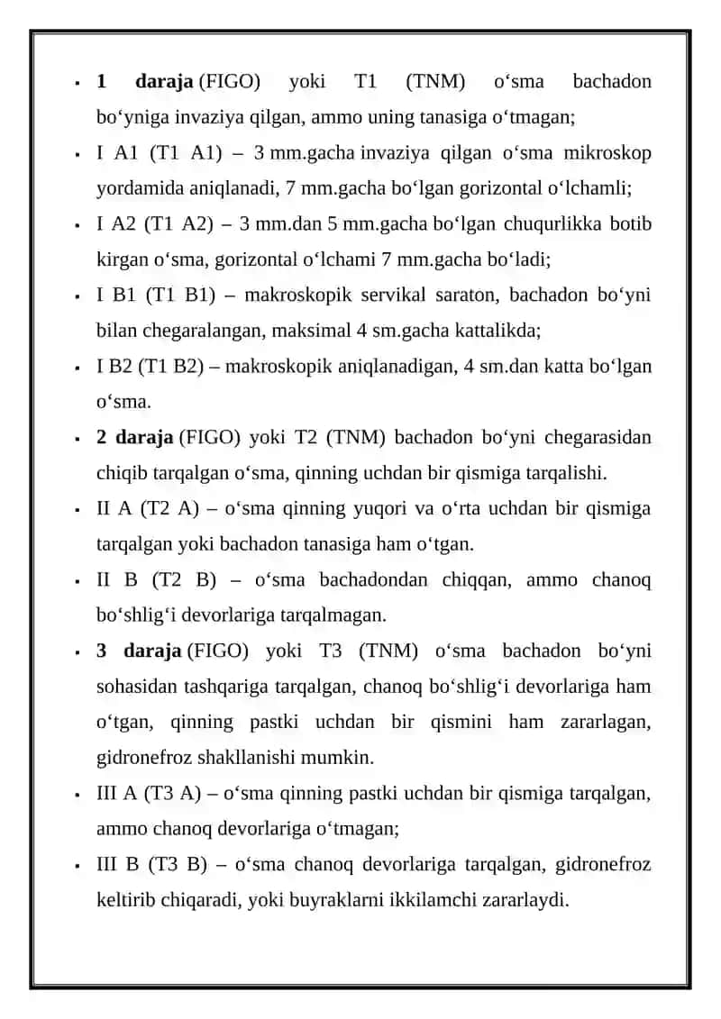Bachadon boʻyni saratoni 3
