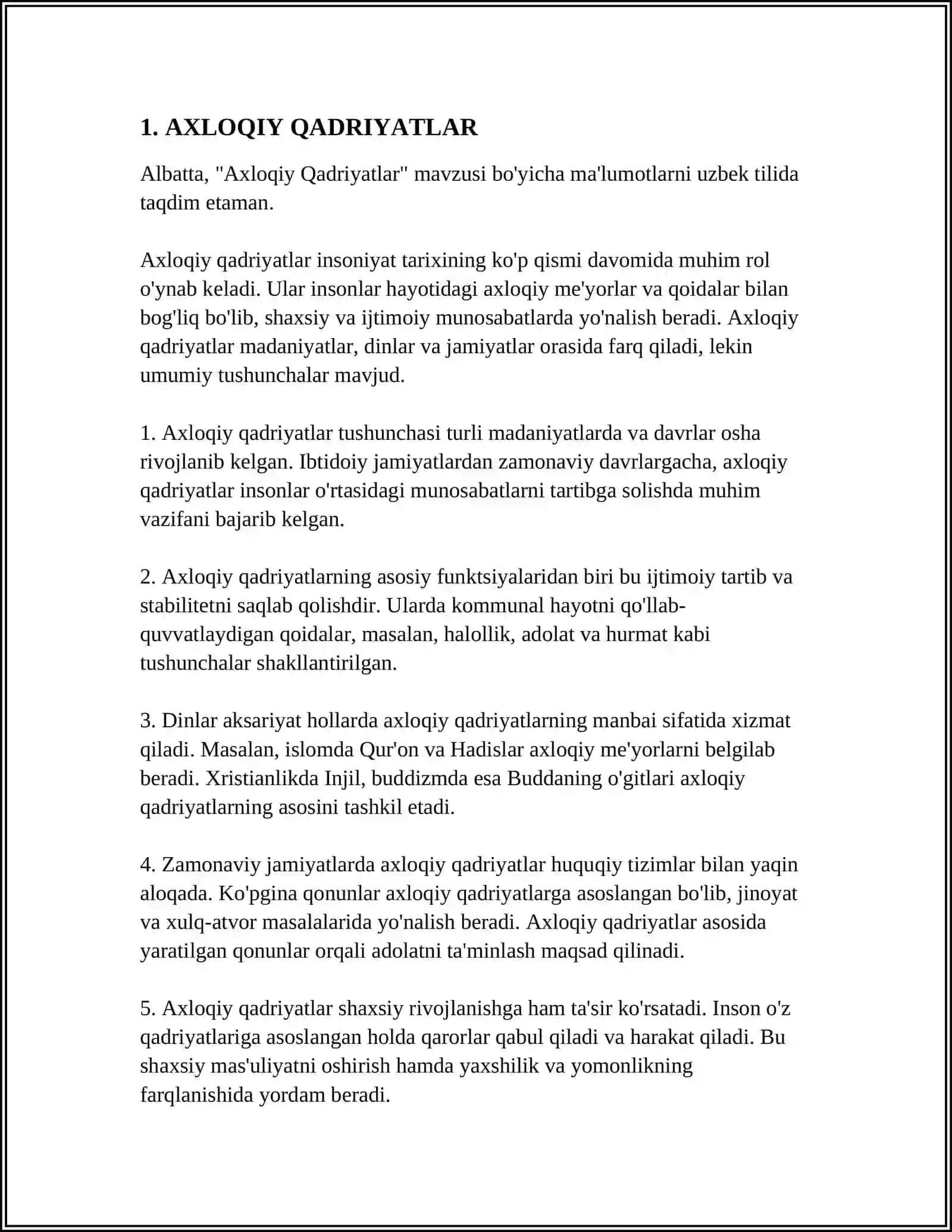 AXLOQ,EKALOGIK MADANIYAT REFERAT 3