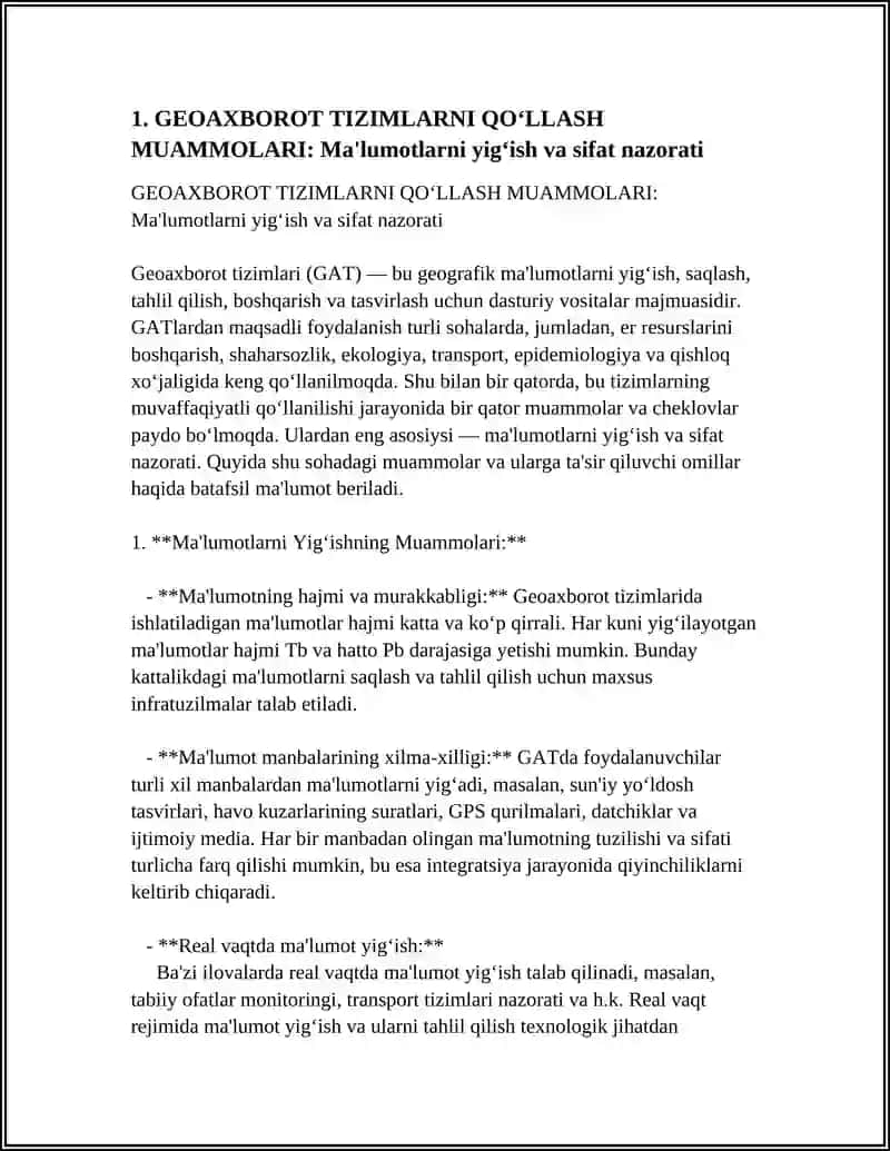 GEOAXBOROT TIZIMLARNI QOʻLLASH MUAMMOLARI 3