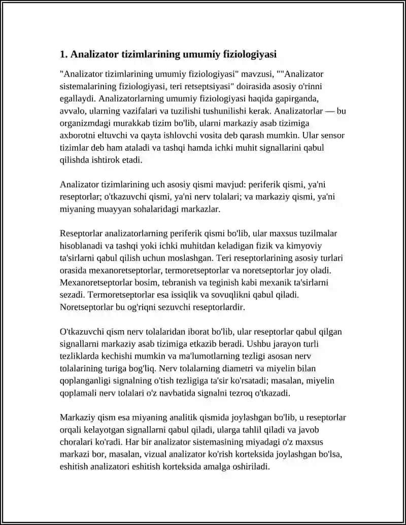ANALIZATOR SISTEMALARINING FIZIOLOGIYASI, TERI RETSEPSIYASI 3