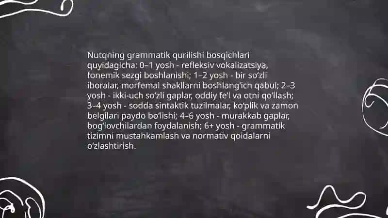 Nutqning gramatik qurilishini oʻziga xosligi boʻyicha tavsifnoma 3