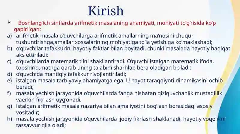 Arifmetika amallarini bajarish metodikasi 3