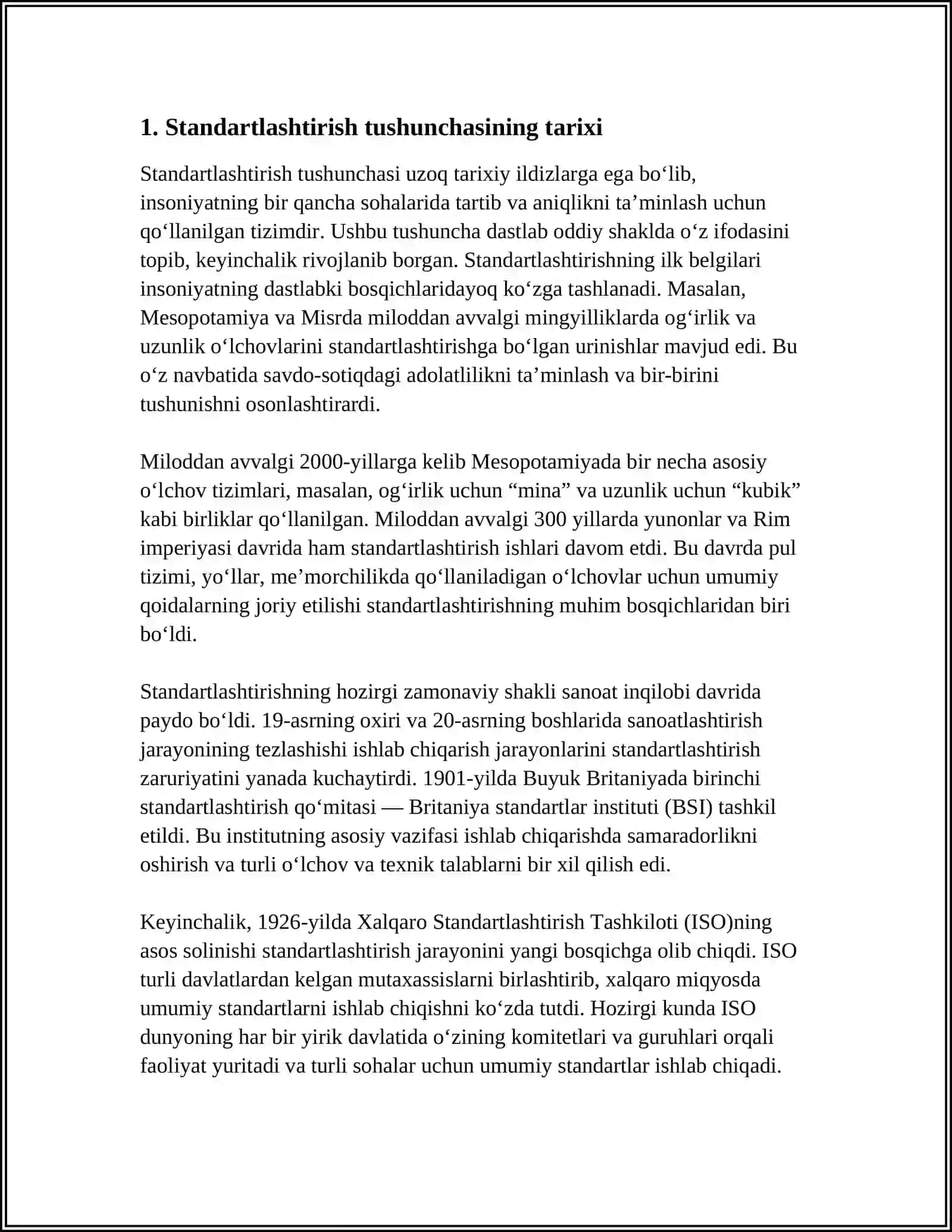 STANDARDLASHTIRISH TUSHUNCHASI VA UNING METROLOGIYADAGI ROLI 3