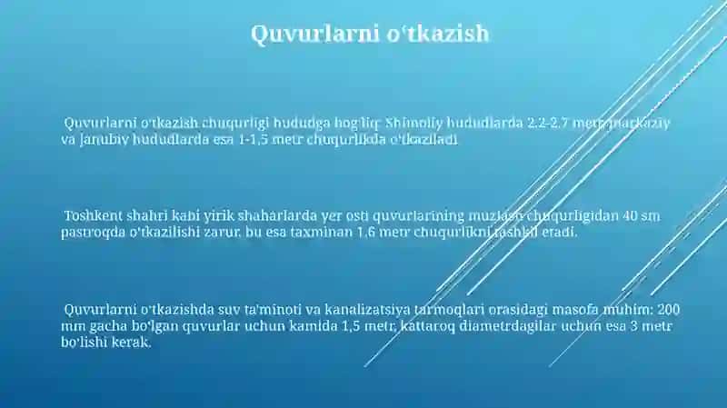 Suv o‘tkazuvchi quvurlar Ichki suv ta’minoti 3
