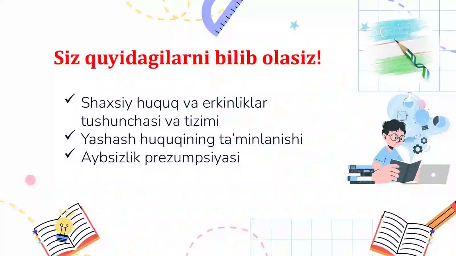 DAVLAT VA HUQUQ ASOSLARI: SHAXSIY HUQUQ VA ERKINLIKLAR 3