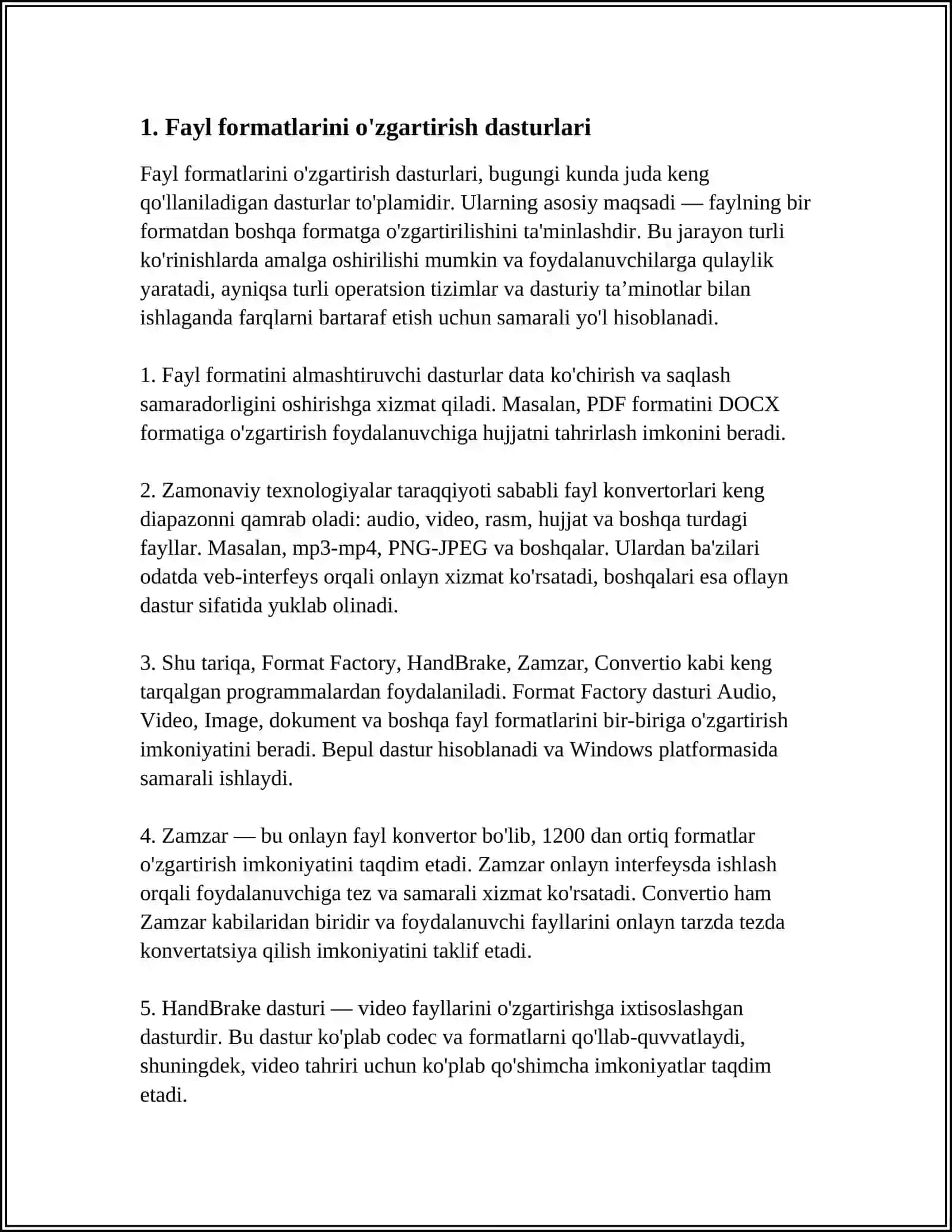 KONVERTATSIYA. FAYLLARNI BIR FORMATDAN BOSHQA FORMATGA O’TKAZISH. ONLAYN KONVERTATSIYA DASTURLARIDAN FOYDALANISH 3