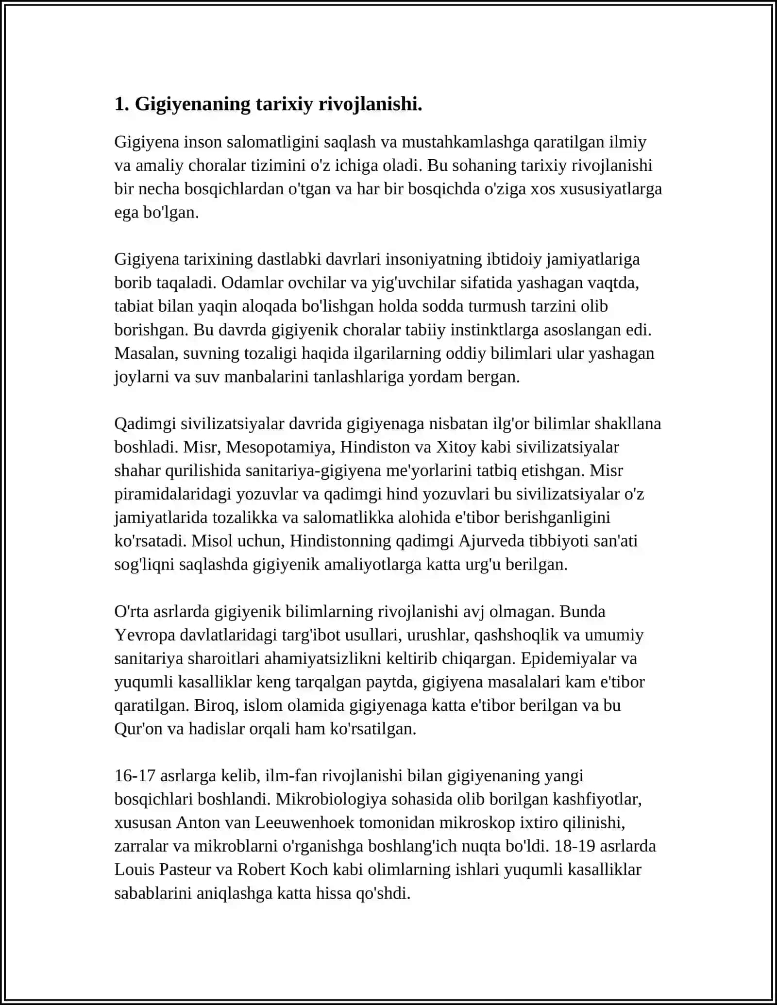 GIGIYENANING RIVOJLANISH TARIXI.OʻZBEKISTON RESPUBLIKASIDA GIGIYENA MODULINING SHAKLLANISHI VA RIVOJLANISHI 3