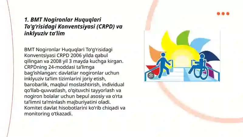BMT Nogironlar Huquqlari Toʻgʻrisidagi Konventsiyasi (CRPD) va inklyuziv taʼlim 3