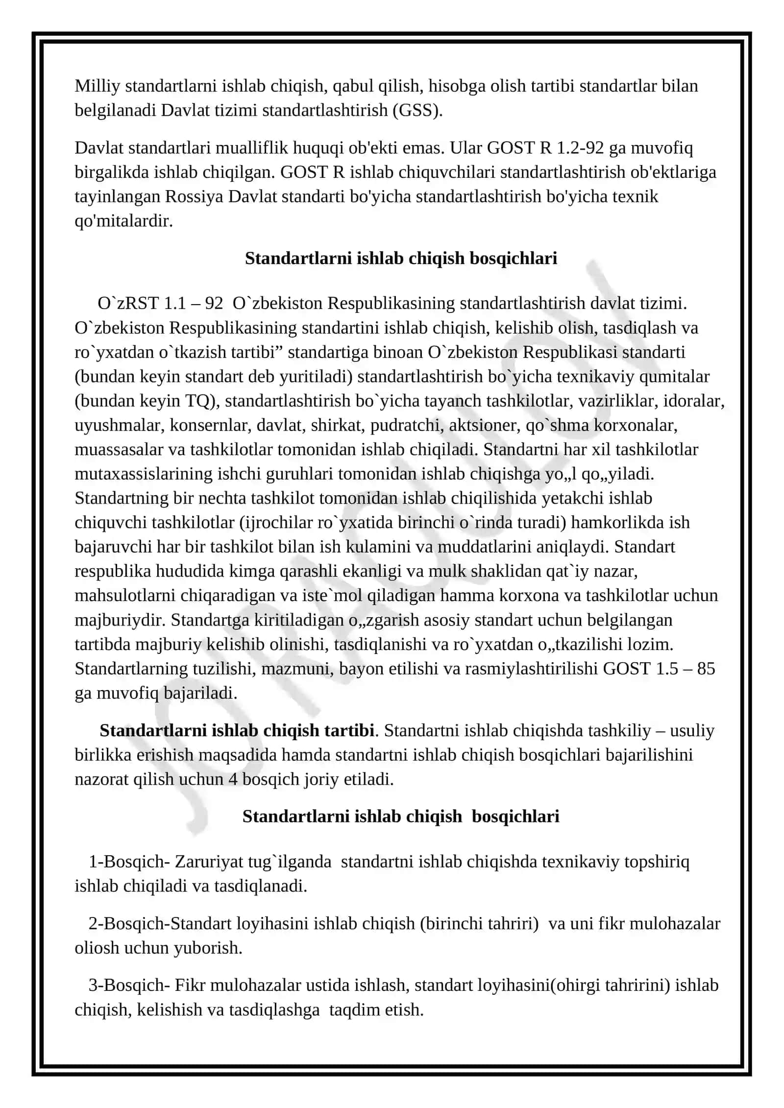 Standartlarni ishlab chiqish tartibi 3