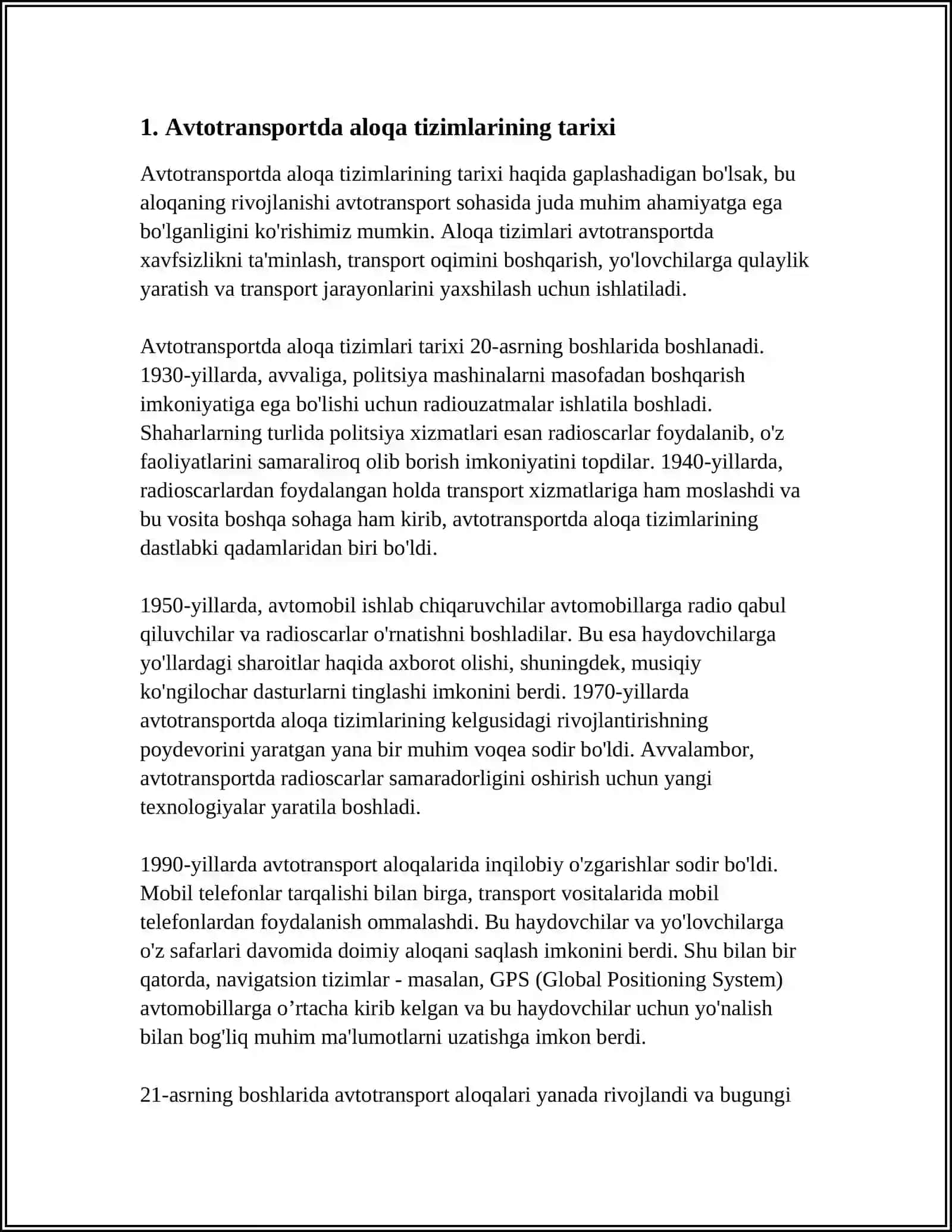AVTOTRANSPORT VOSITALARIDA ISHLATILADIGAN ALOQA TIZIMLARI 3
