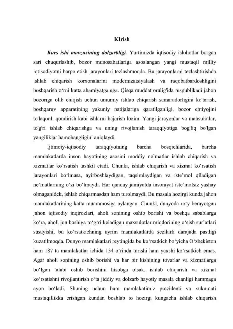 Ishlab chiqarishni texnik yangilash va modernizatsiyalashning iqtsodiy ahamyati 3