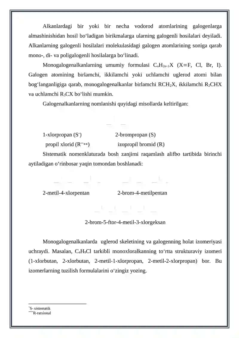 Uglevodorodlarning bir va ko'p galogenli hosilalari 3