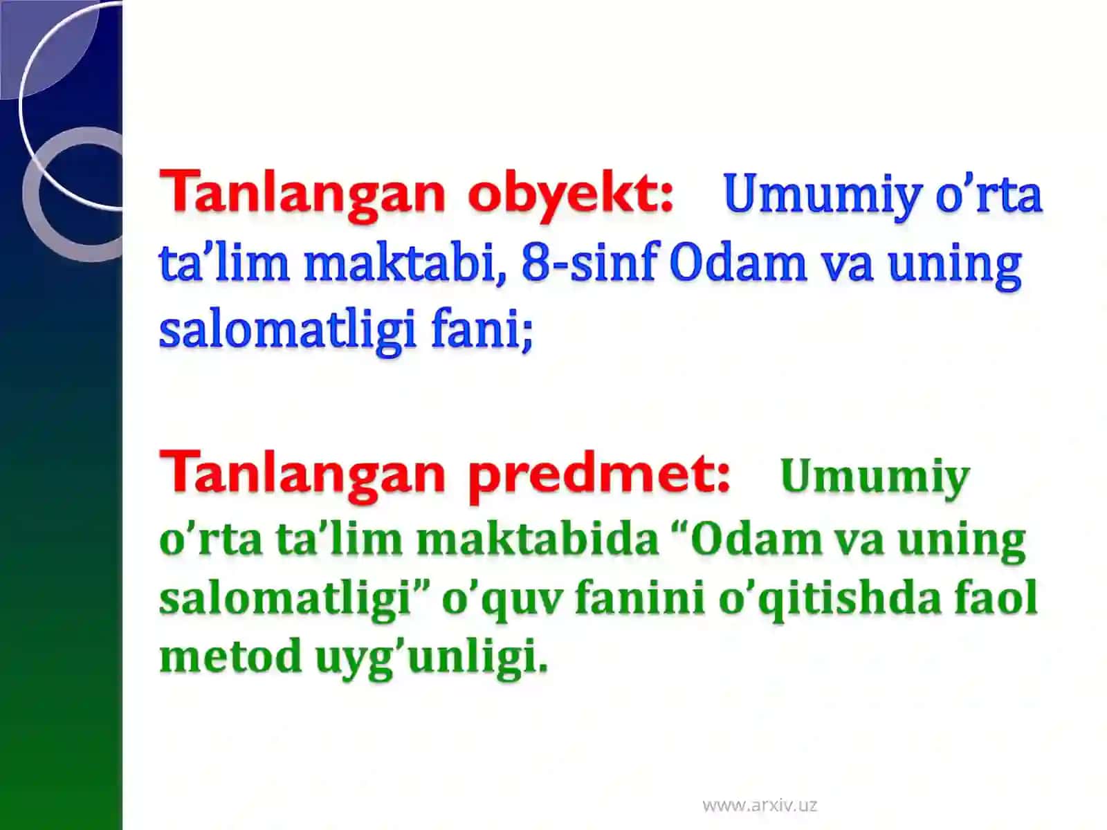 Qon aylanish tizimini o’qitishda faol metodlardan foydalanish 3