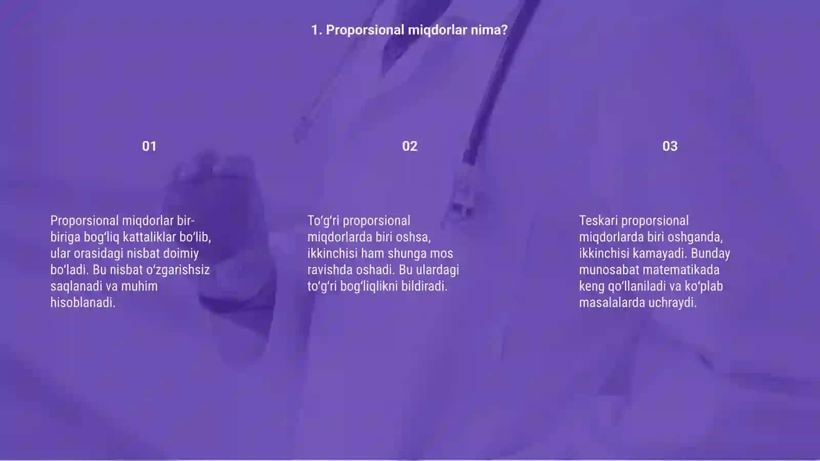 Toʻgʻri va teskari proporsional miqdorlar 3