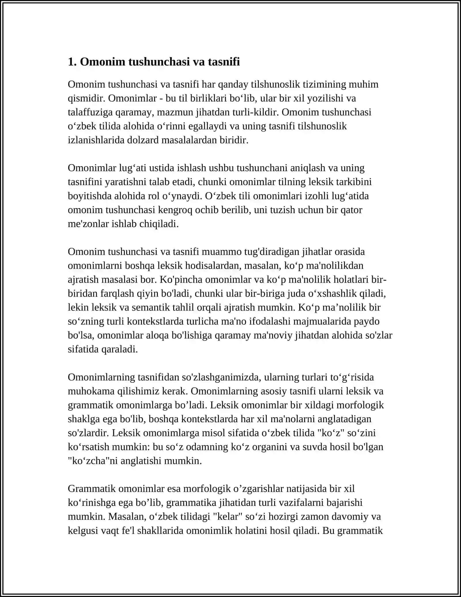 ÒZBEK TILI OMONIMLAR IZOHLI LUĢATI USTIDA ISHLASH 3