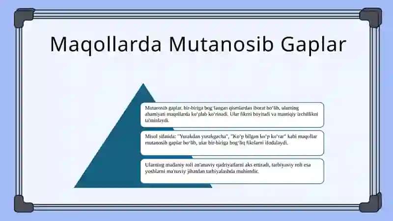 Xalq maqollarida mutanosib tarkibli qo'shma gaplar 3