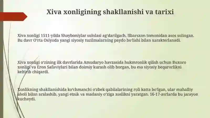 Xiva xonligi 1511-1920 yillar 3