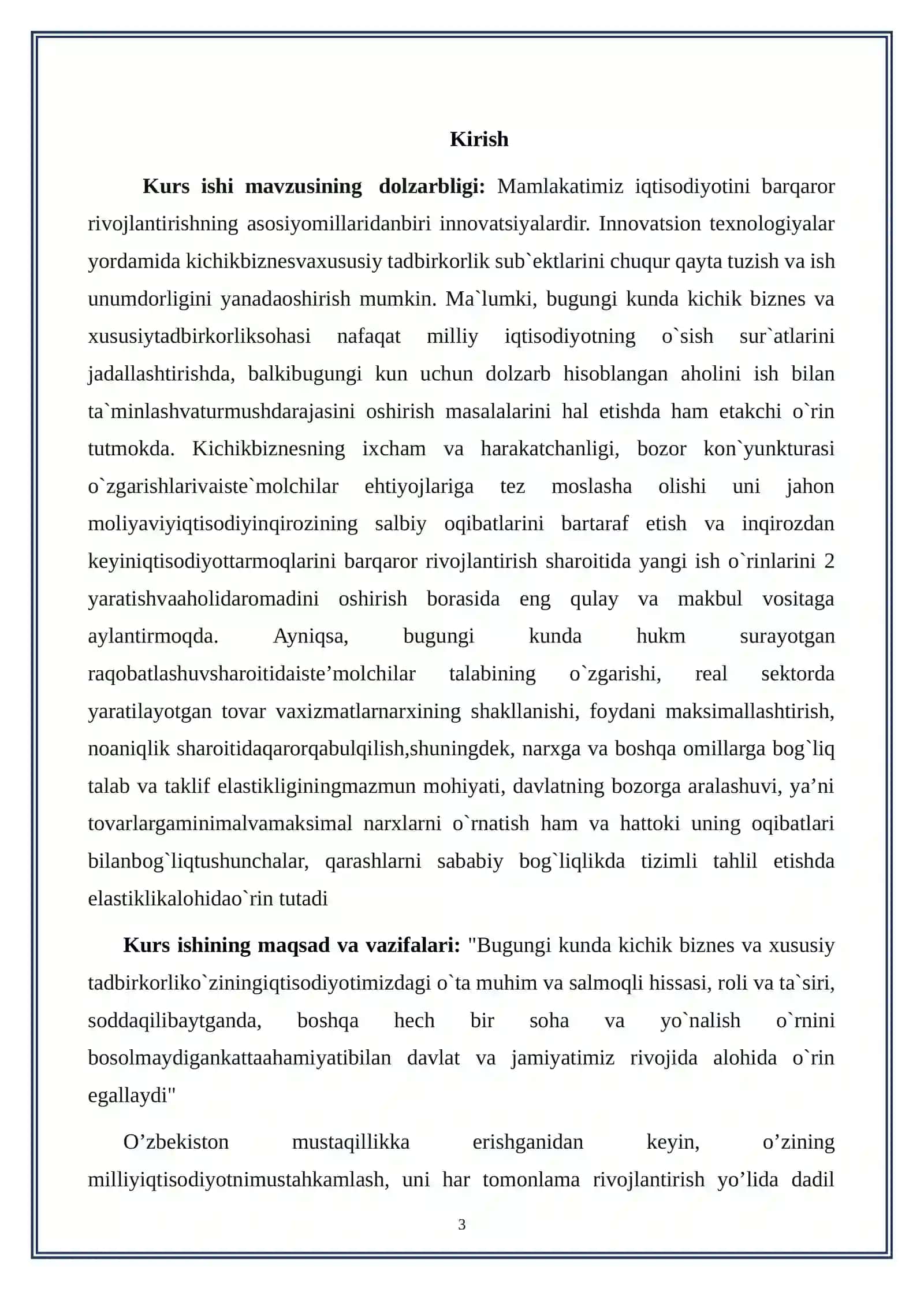 O’zbekiston Respublikasi kichik biznesni rivojlantirishning asosiy yo’nalishlari 3