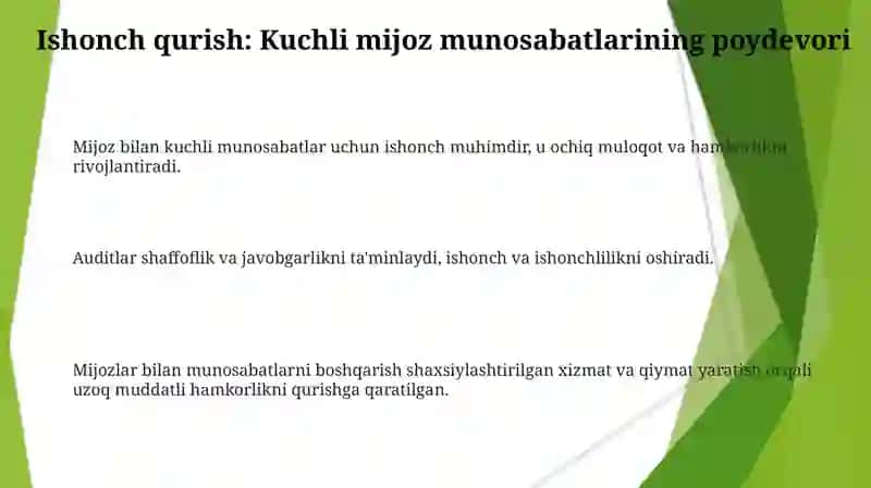 Auditorlik va mijozlarning oʻzaro munosabatlarini boshqarish 3