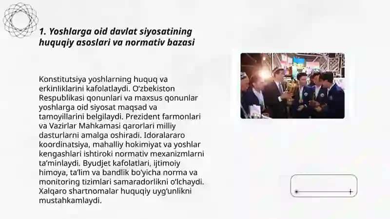 Yoshlarga oid davlat siyosatining izchil va samarali tashkil etilishi 3