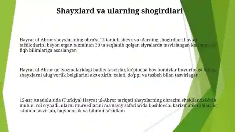 Hayrat ul-Abror sheyxlarining obro'si 3