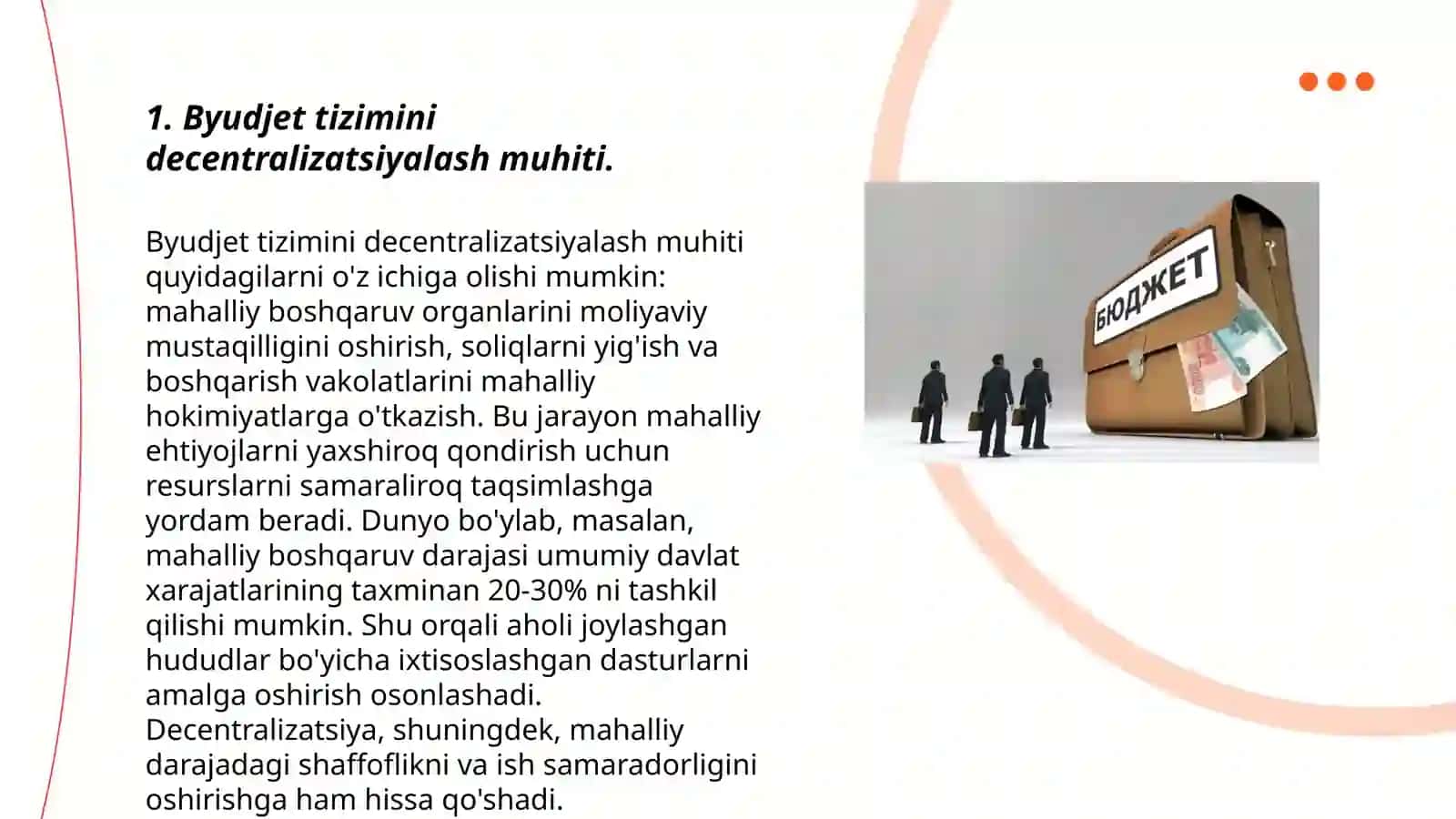 Byudjet tizimini decentralizatsiyalash muhiti 3