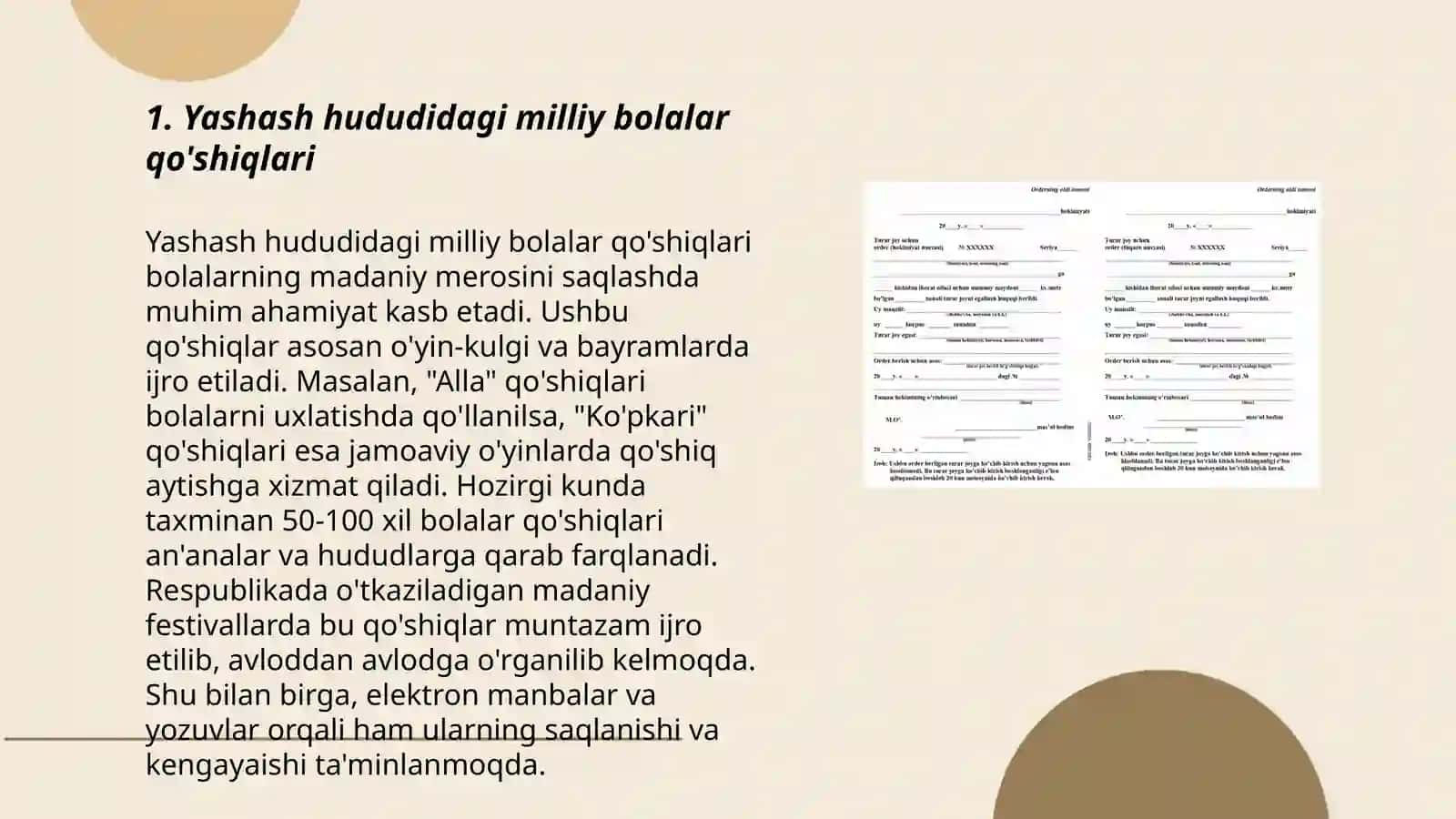 Yashash hududidagi milliy bolalar qo'shiqlari 3