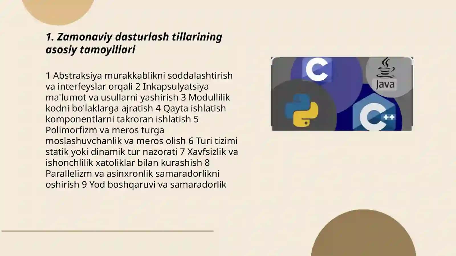 Zamonaviy dasturlash tillarining asosiy tamoyillari 3