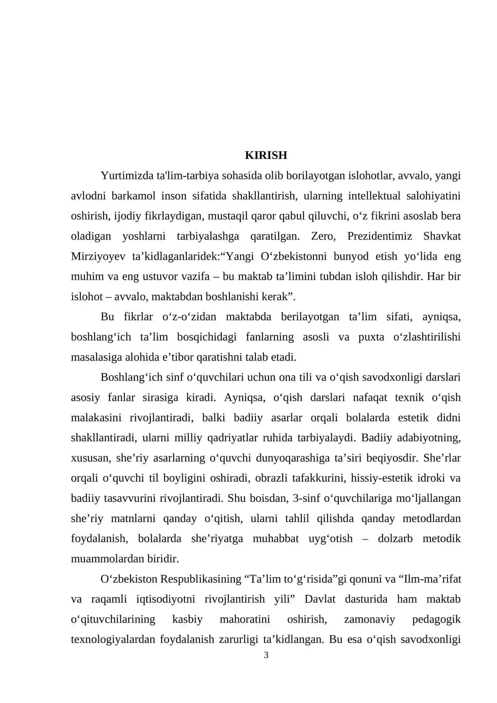 3-SINF O’QISHSAVODXONLIGI DARSLARIDA SHE’RIY ASARLARNI O’TISH USLUBIYOTI 3