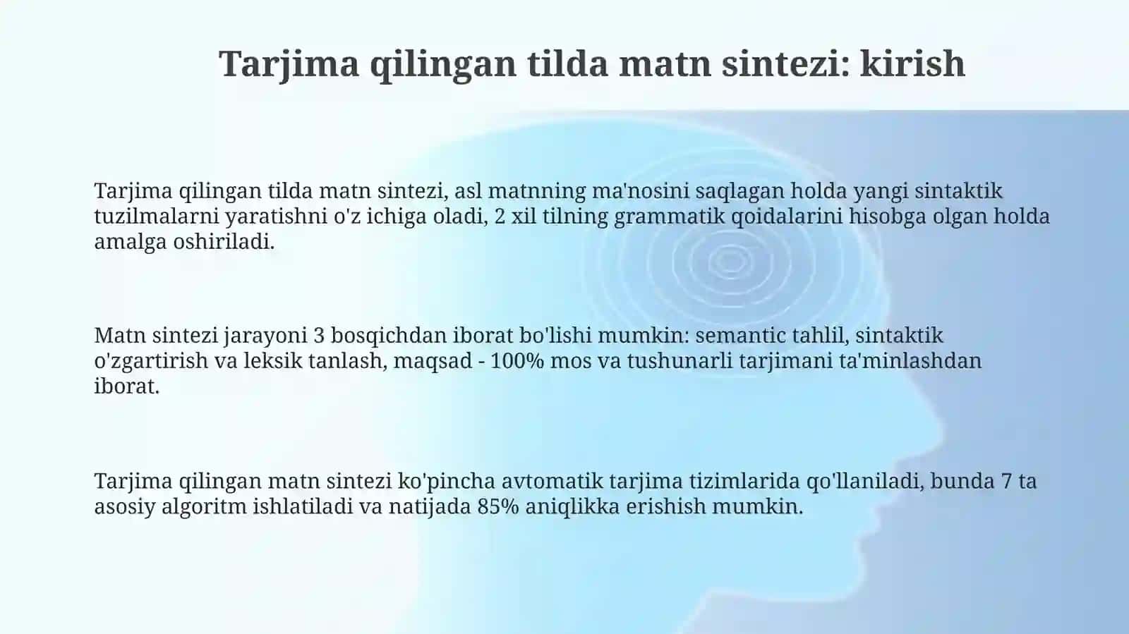 Tarjima qilingan tilda matn sintezi: matnning semantik tasviri 3