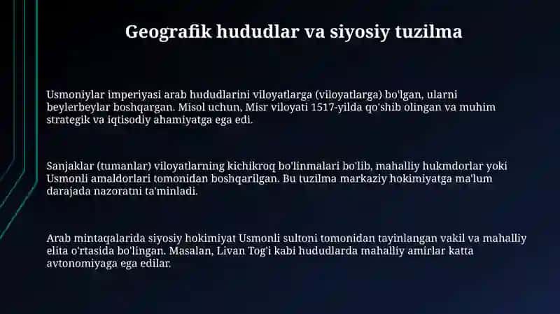 Arab davlatlari Usmonli Imperiyasi tarkibida 3
