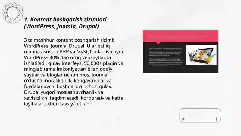 web saytlar yaratishga yo'naltirilgan dasturiy ta'minotlar 3