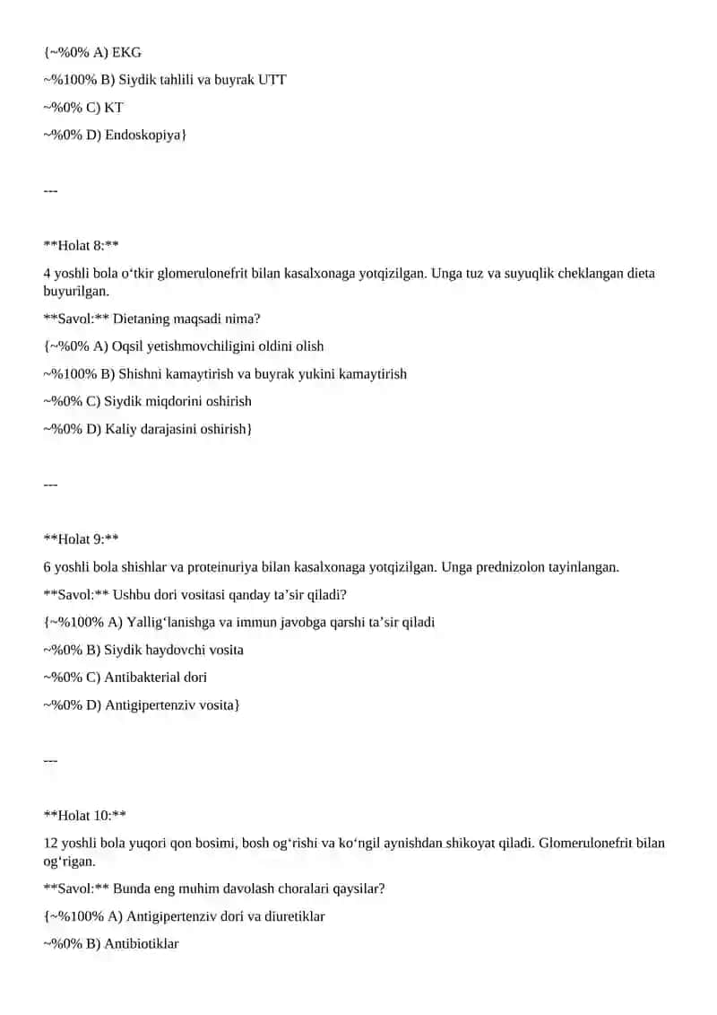 OSKE Pediatriya TEST YAKUNIY 3