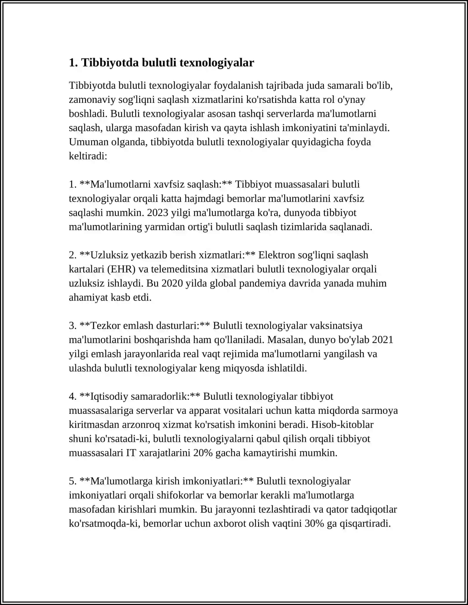 HAR XIL FAOLIYAT SOXALARIDA BULUTLI TEXNALOGIYALARDAN FOYDALANISH IMKONIYATLARI 3
