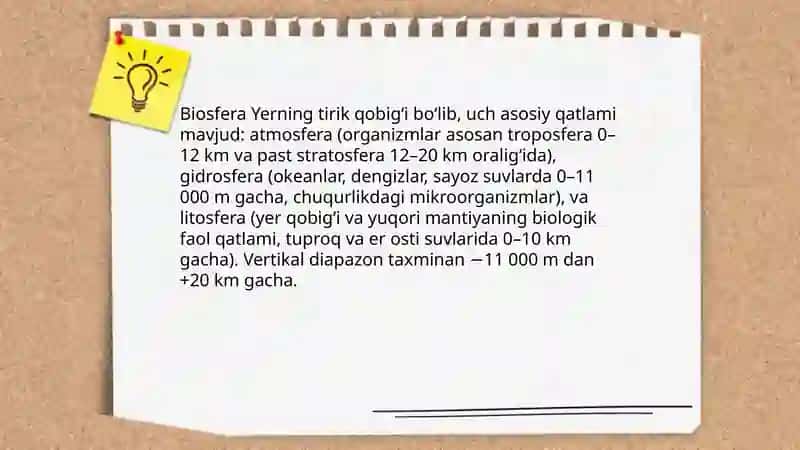 Yerning hayot qobigʻi-biosfera 3