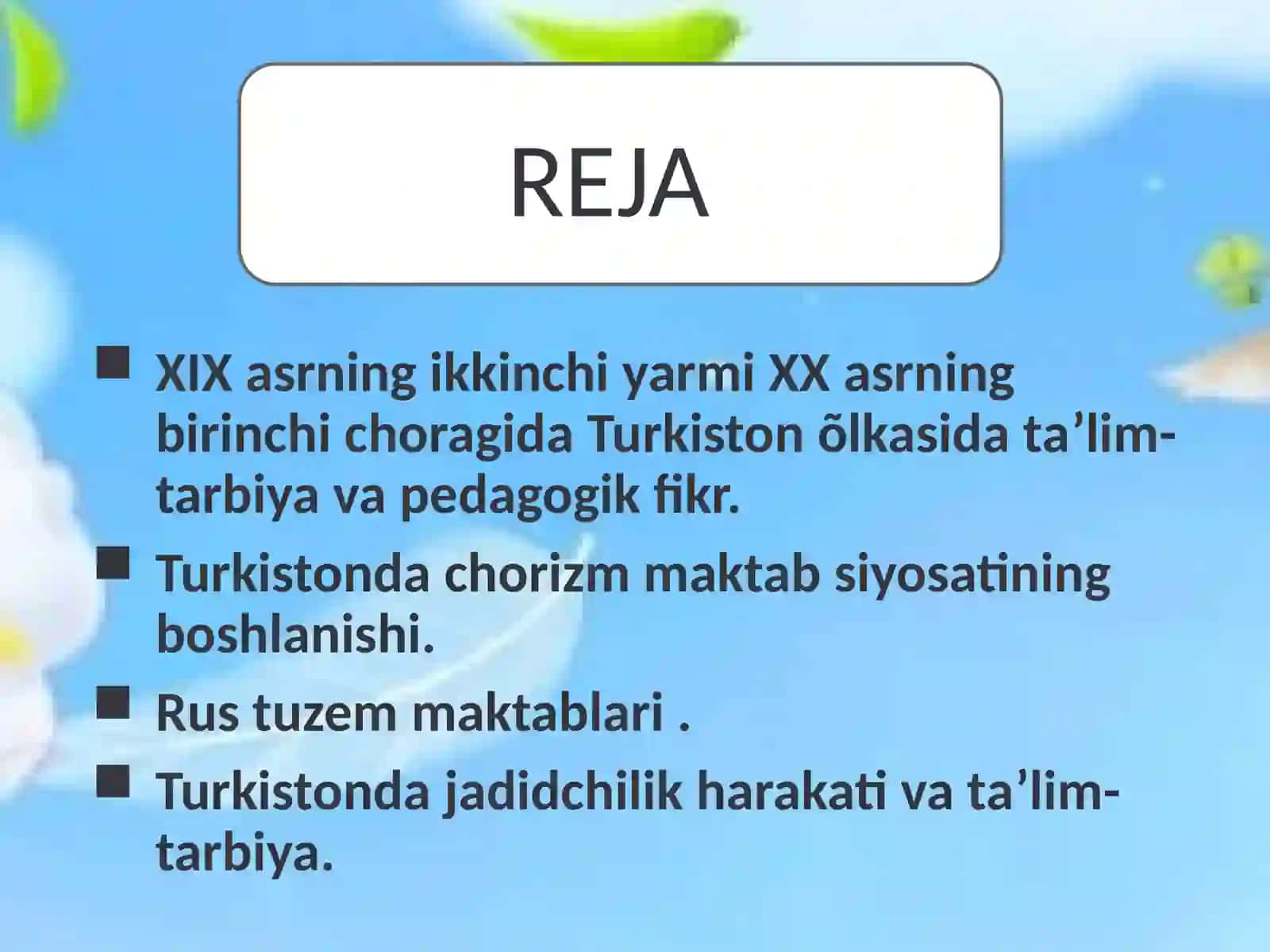 XIX-asrning ikkinchi yarmi XX-asrning birinchi choragida Turkiston oʻlkasida tarbiya, maktab va pedagogik fikrlar 3