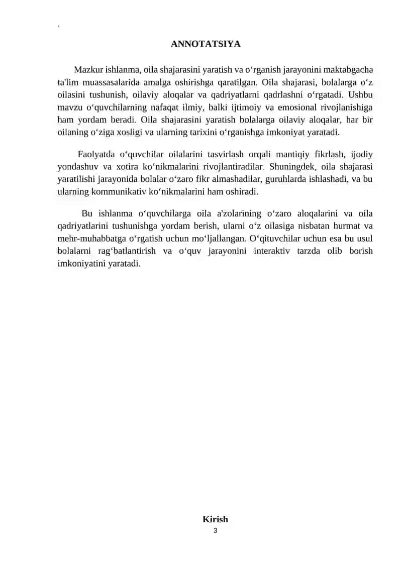 Oila shajarasi daraxti. (tayyorlov guruh) Til va nutq markazi 3