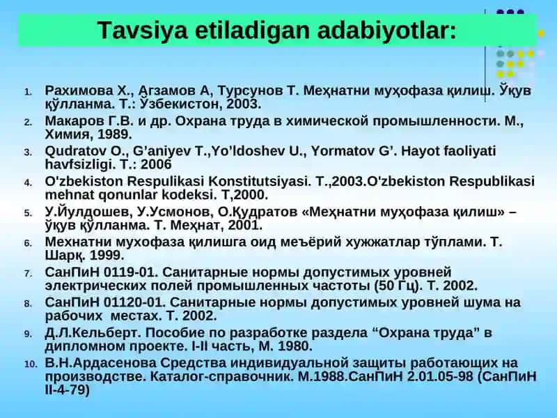 ISHLAB CHIQARISHDA HAYOT FAOLIYATI XAVFSIZLIGINI TA’MINLASH MASALALARI 3