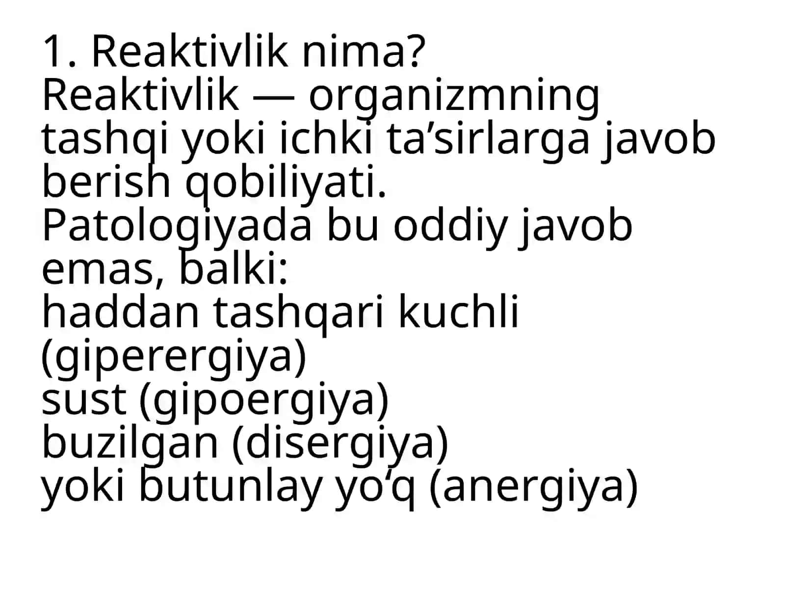 Reaktivlik. Allergik reaksiyalar patologik fiziologiyadan 3