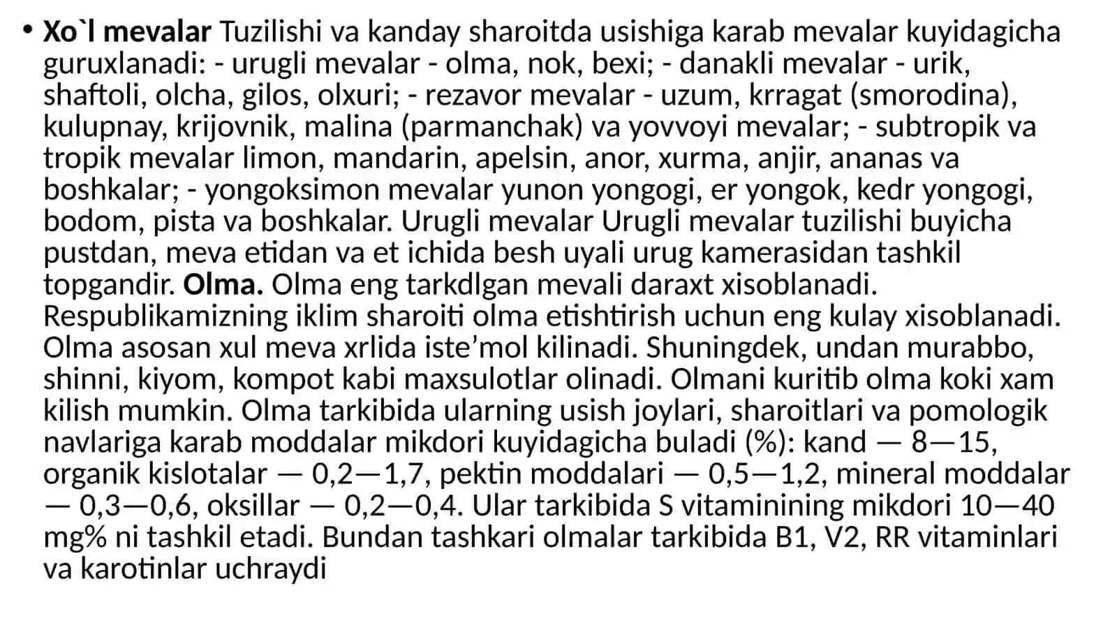 Meva tuzilishi turlari. Urug` tuzilishi va tiplari 3