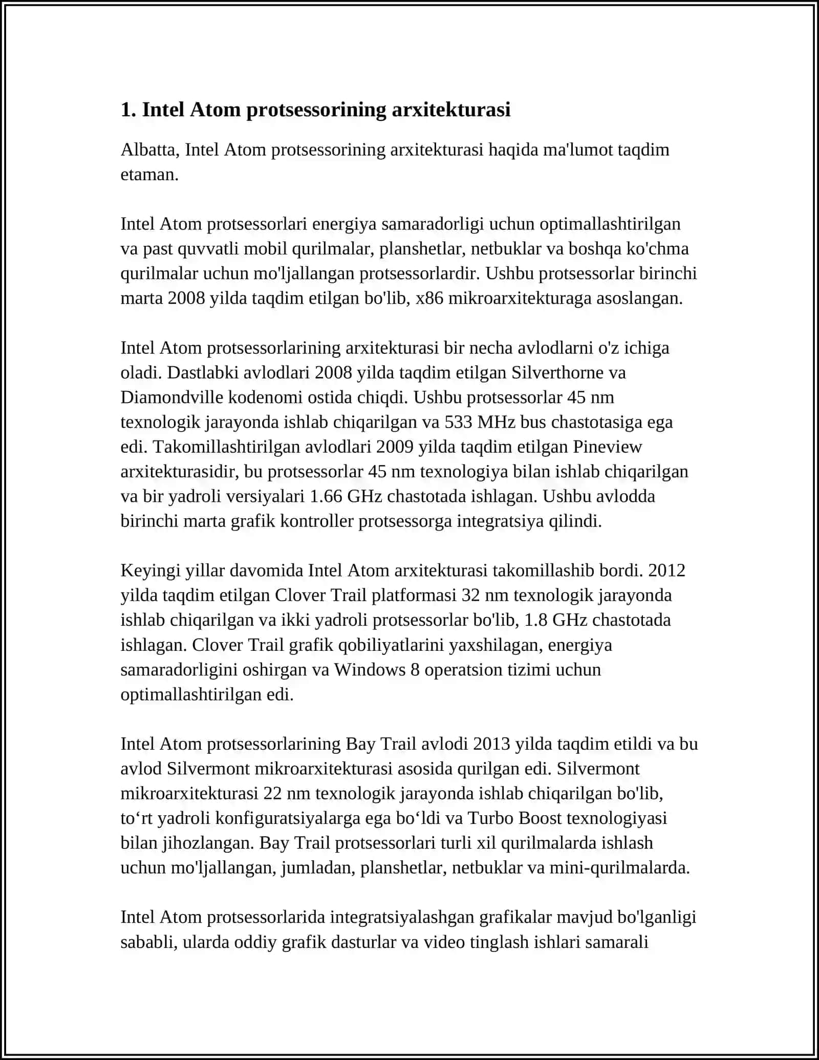 INTEL ATOM PROTSESSORLARINING TARKIBIY VA FUNKSIONAL TASHKIL ETILISHI 3
